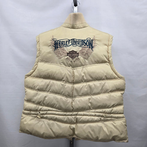 Harley-Davidson Women’s Beige Embroidered Puffer Vest - Size L/XL