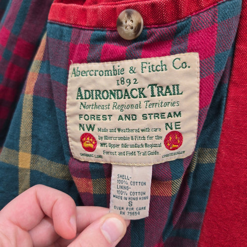 Vintage 90s Abercrombie & Fitch Adirondack Trail Barn Jacket Red Canvas RN 75654 - Size S