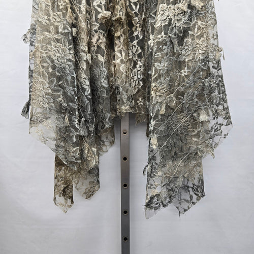 Sassy Taupe Grey Layered Lace Handkerchief Maxi Skirt – Size M