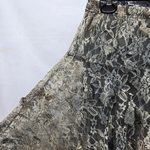 Sassy Taupe Grey Layered Lace Handkerchief Maxi Skirt – Size M