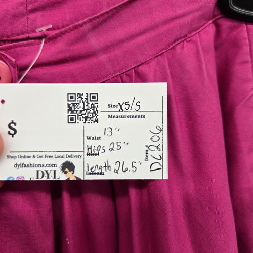 Vintage Fuchsia Pink Button-Front Full Midi Skirt – Size XS/S