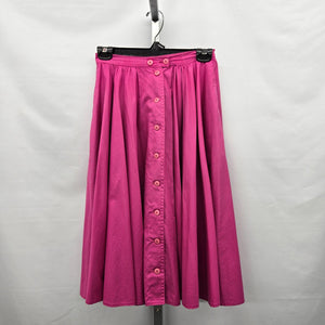 Vintage Fuchsia Pink Button-Front Full Midi Skirt – Size XS/S