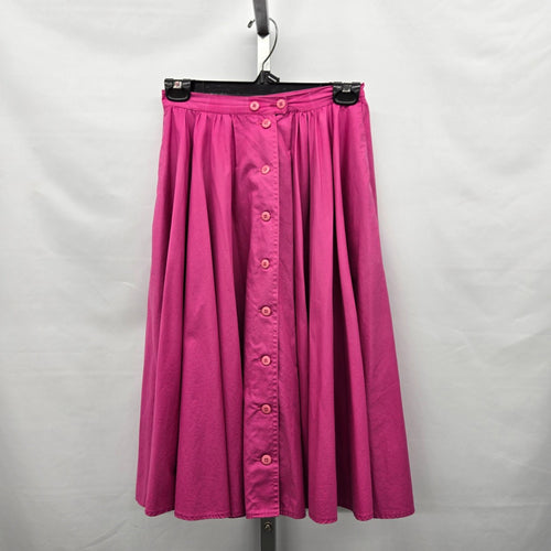 Vintage Fuchsia Pink Button-Front Full Midi Skirt – Size XS/S