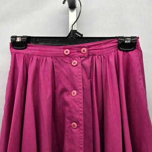 Vintage Fuchsia Pink Button-Front Full Midi Skirt – Size XS/S