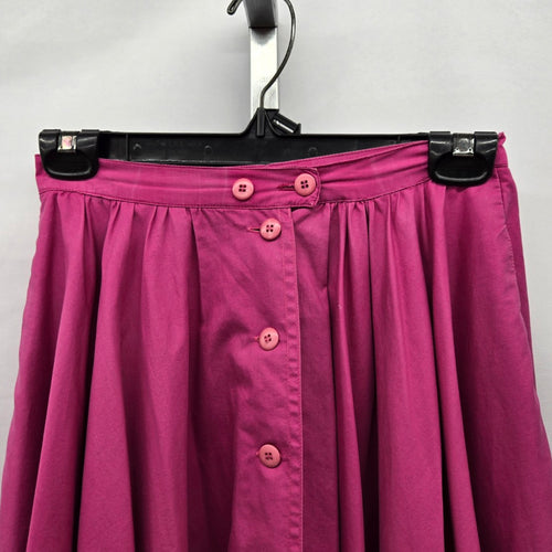 Vintage Fuchsia Pink Button-Front Full Midi Skirt – Size XS/S
