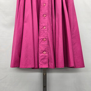 Vintage Fuchsia Pink Button-Front Full Midi Skirt – Size XS/S