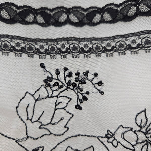 BCBGMAXAZRIA Ivory & Black Floral Embroidered Lace Midi Dress – Size 2