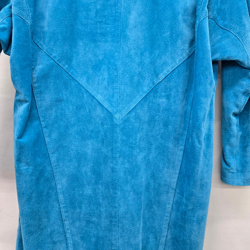 Vintage Bagatelle Sport Turquoise Blue Suede Leather Long Sleeve Dress – Size 10