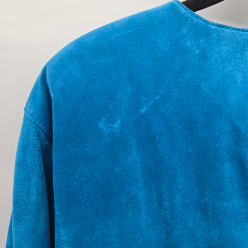 Vintage Bagatelle Sport Turquoise Blue Suede Leather Long Sleeve Dress – Size 10