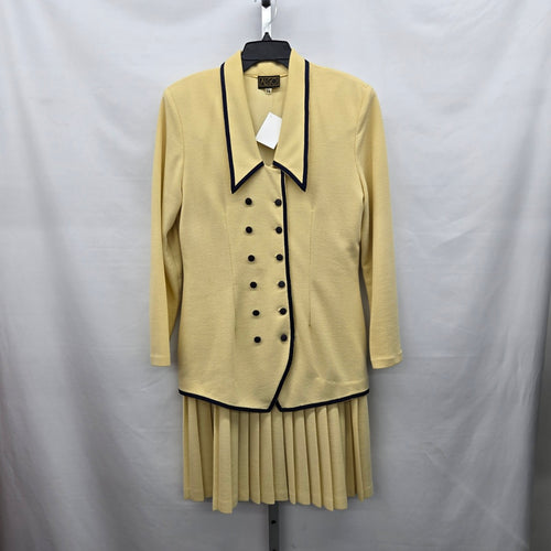 Vintage ALGO Pale Yellow Wool Blend Skirt Suit Set – Size 14