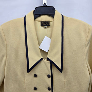 Vintage ALGO Pale Yellow Wool Blend Skirt Suit Set – Size 14