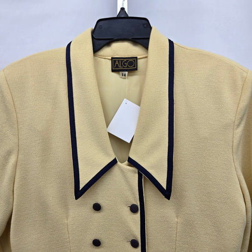 Vintage ALGO Pale Yellow Wool Blend Skirt Suit Set – Size 14
