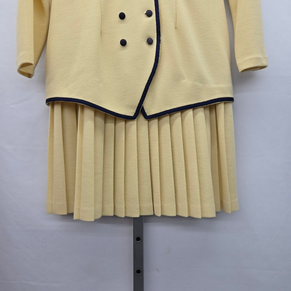 Vintage ALGO Pale Yellow Wool Blend Skirt Suit Set – Size 14