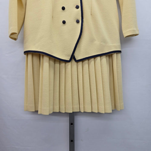 Vintage ALGO Pale Yellow Wool Blend Skirt Suit Set – Size 14
