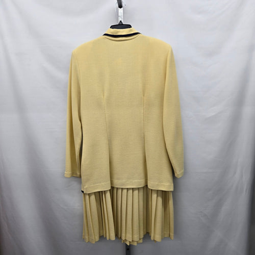 Vintage ALGO Pale Yellow Wool Blend Skirt Suit Set – Size 14