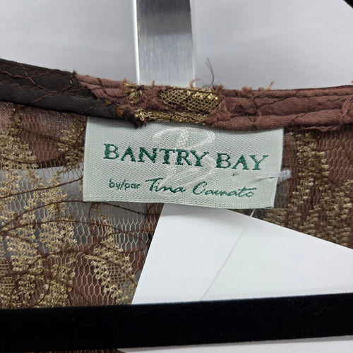 Bantry Bay Brown Patchwork Lace Appliqué Open-Front Jacket Cardigan - Size M