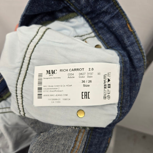 MAC Jeans Rich Carrot 2.0 Sustainable Blue Denim Jeans – Size 6