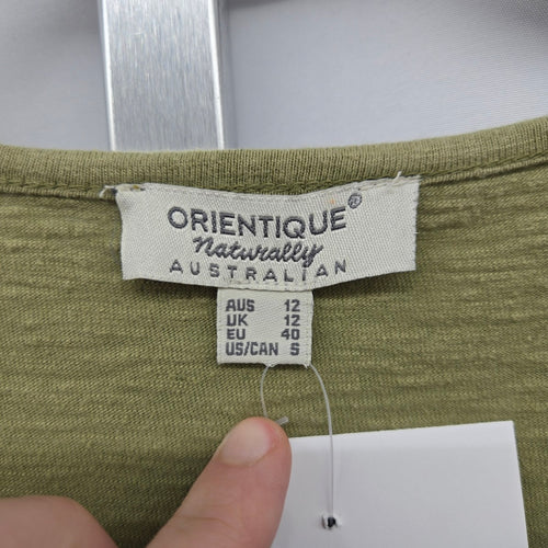 Orientique Naturally Australian Organic Cotton Pocket Midi Dress Olive -  Size S