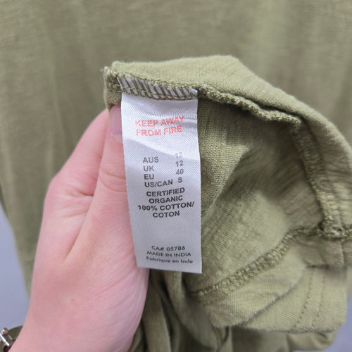 Orientique Naturally Australian Organic Cotton Pocket Midi Dress Olive -  Size S