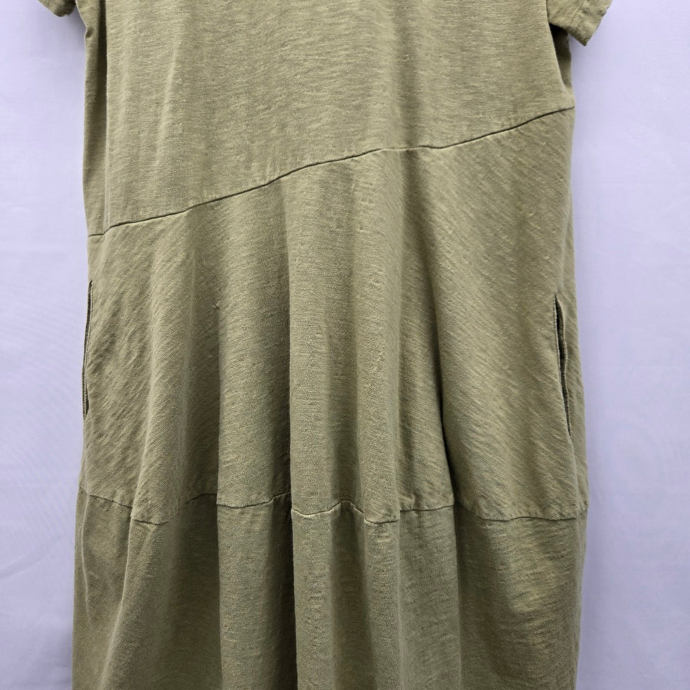 Orientique Naturally Australian Organic Cotton Pocket Midi Dress Olive -  Size S