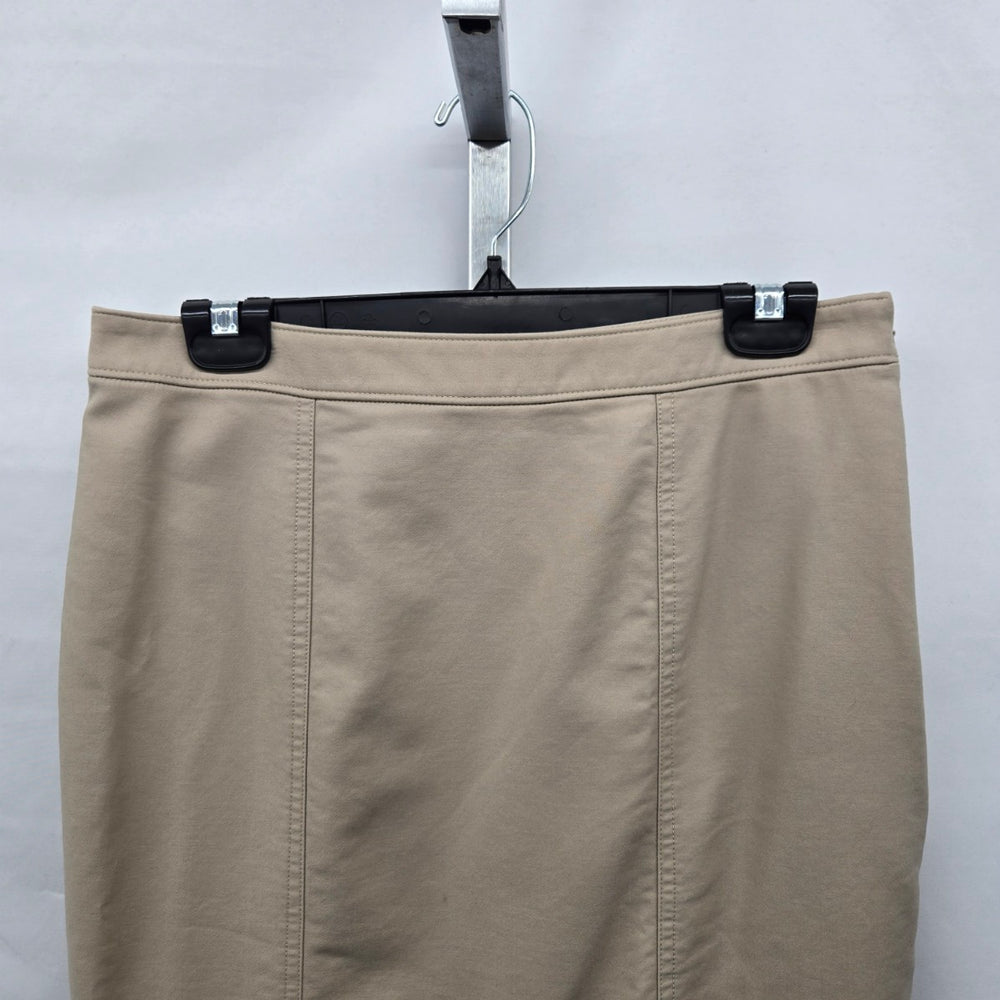 Halogen Ruffle Hem Stretch Cotton Skirt Beige - Size 8