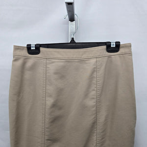 Halogen Ruffle Hem Stretch Cotton Skirt Beige - Size 8