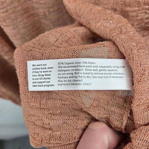 Eileen Fisher Woman Organic Linen Textured Open Front Cardigan Peach - Size 1X