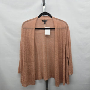 Eileen Fisher Woman Organic Linen Textured Open Front Cardigan Peach - Size 1X
