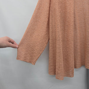 Eileen Fisher Woman Organic Linen Textured Open Front Cardigan Peach - Size 1X
