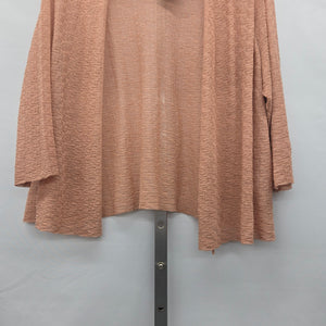 Eileen Fisher Woman Organic Linen Textured Open Front Cardigan Peach - Size 1X