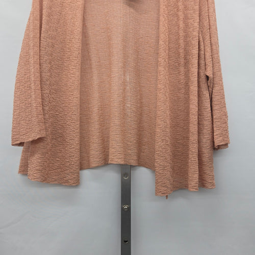 Eileen Fisher Woman Organic Linen Textured Open Front Cardigan Peach - Size 1X