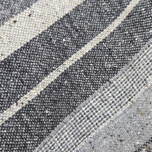 Vintage Chevron Stripe Tweed A-Line Midi Skirt Grey Black Cream - Size S