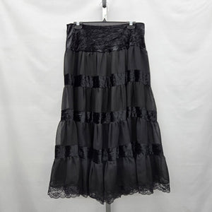 Nathalie B Velvet Chiffon Tiered Maxi Skirt Black - Size S