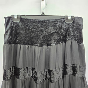 Nathalie B Velvet Chiffon Tiered Maxi Skirt Black - Size S