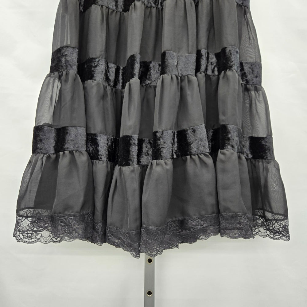 Nathalie B Velvet Chiffon Tiered Maxi Skirt Black - Size S