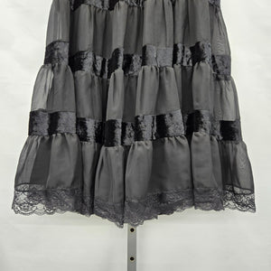 Nathalie B Velvet Chiffon Tiered Maxi Skirt Black - Size S