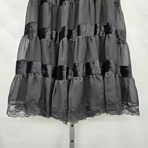 Nathalie B Velvet Chiffon Tiered Maxi Skirt Black - Size S