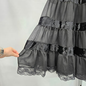 Nathalie B Velvet Chiffon Tiered Maxi Skirt Black - Size S