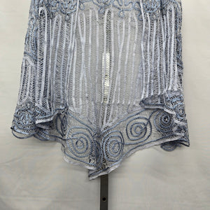 Soulmates Handcrafted Silk Blend Embroidered Beaded Lace Jacket Blue - Size L