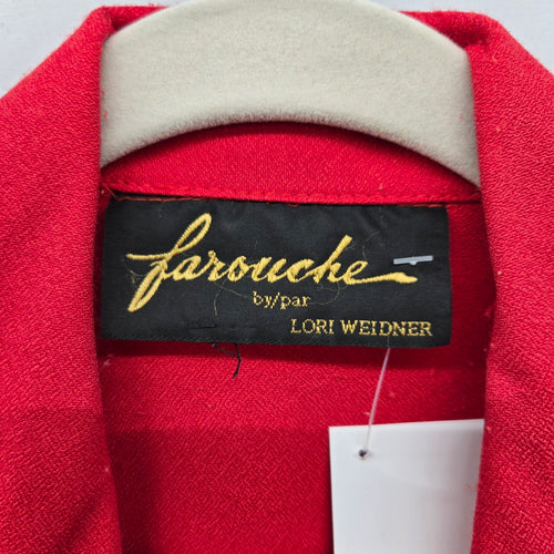 Farouche by Lori Weidner Embellished Cropped Blazer Jacket Red - Size 8