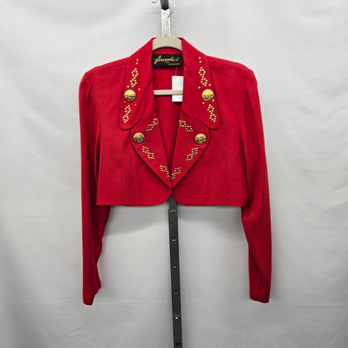 Farouche by Lori Weidner Embellished Cropped Blazer Jacket Red - Size 8