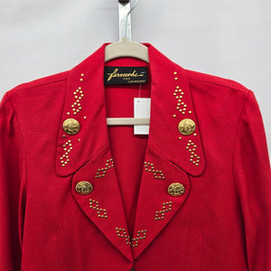 Farouche by Lori Weidner Embellished Cropped Blazer Jacket Red - Size 8