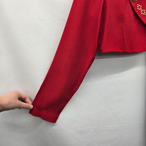 Farouche by Lori Weidner Embellished Cropped Blazer Jacket Red - Size 8