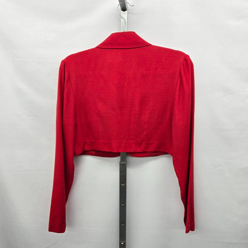 Farouche by Lori Weidner Embellished Cropped Blazer Jacket Red - Size 8