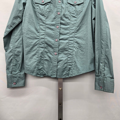 Harley-Davidson Motor Clothes Stretch Cotton Button-Up Shirt Sage Green - Size L