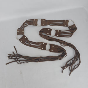 Brown Suede Leather Fringe O-Ring Belt – Size 32 S/M