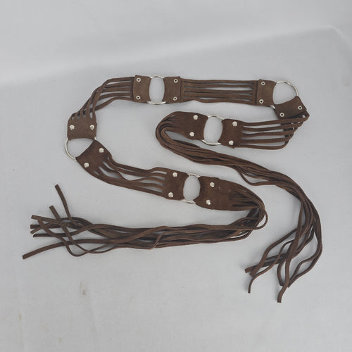 Brown Suede Leather Fringe O-Ring Belt – Size 32 S/M