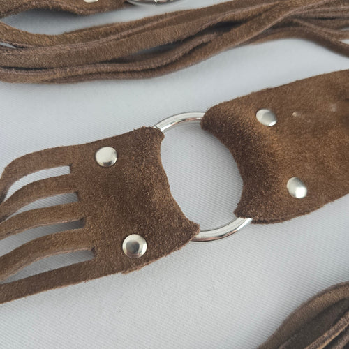 Brown Suede Leather Fringe O-Ring Belt – Size 32 S/M