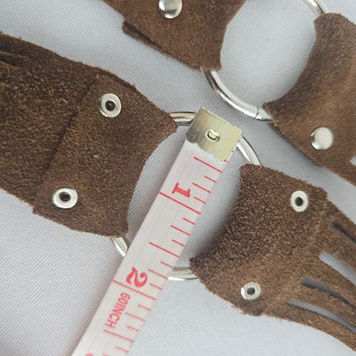 Brown Suede Leather Fringe O-Ring Belt – Size 32 S/M