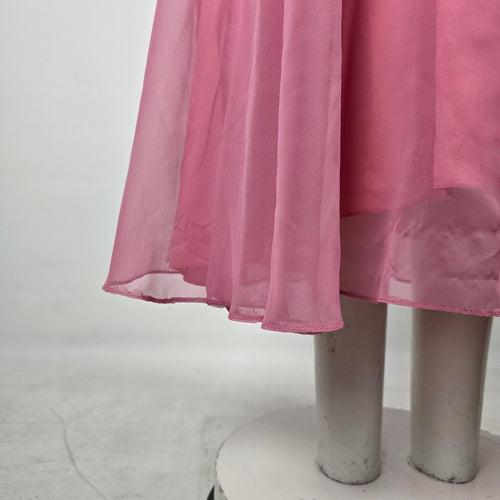 Vintage Party Time Fashions Pink Chiffon Maxi Dress & Ruffle Jacket Set - Size S